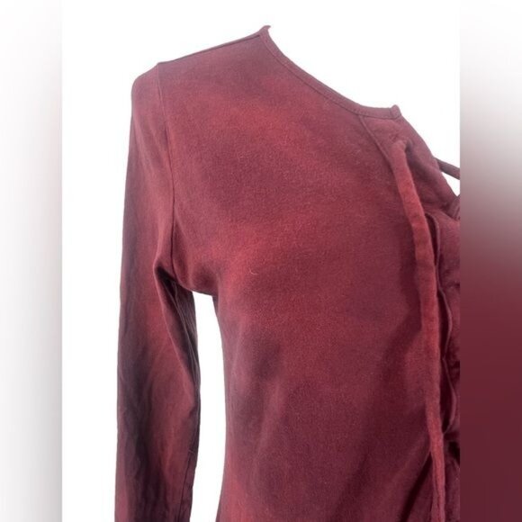 Free People Burgundy Lace Up Long Sleeve Jersey Maxi Dress - Picture 9 of 16